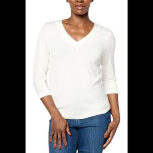 Joy Performance Women's Comfortable & Classy V-Neck Top Marshmallow - Regular